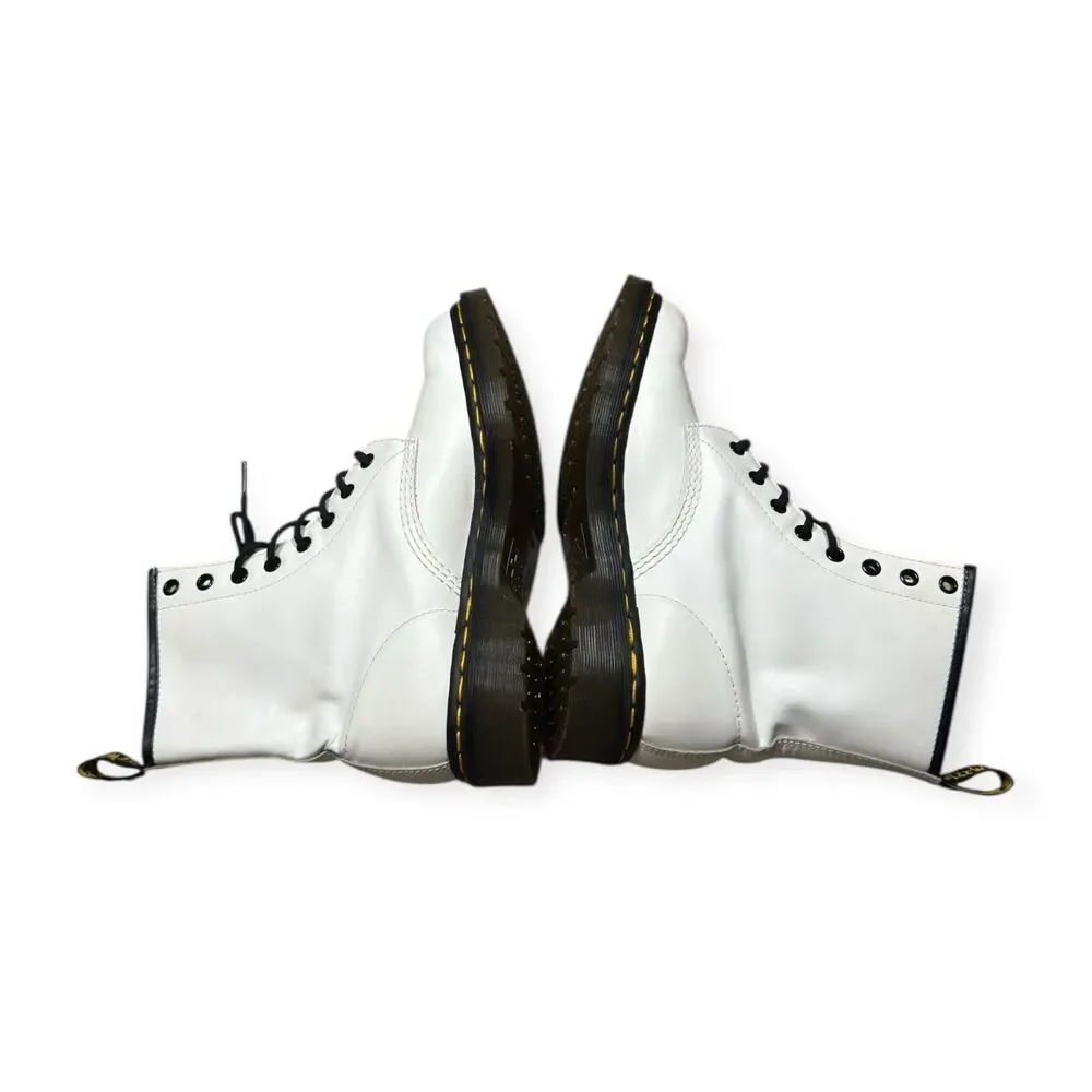 Dr Martens 11822 White Leather 8 Eye Lace Up Combat Ankle Boots Womens‎ Sz 9